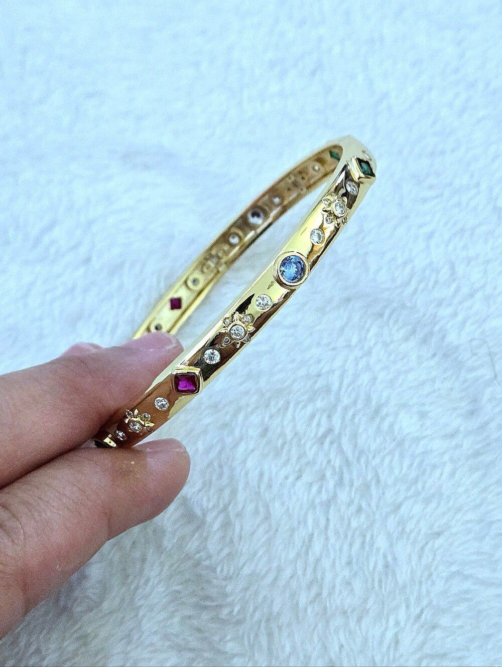 Zeyzey Thin Gold💛 Hinged Bracelet with Cubic Zirconias💎 - NWT - Picture 2 of 16